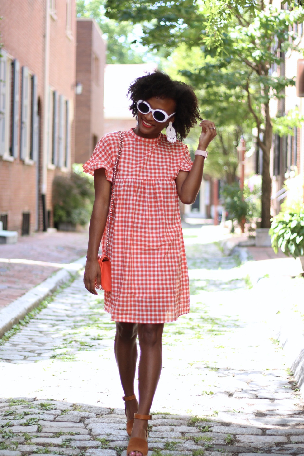 Audrey Orange Gingham Day Dress | All The Dresses